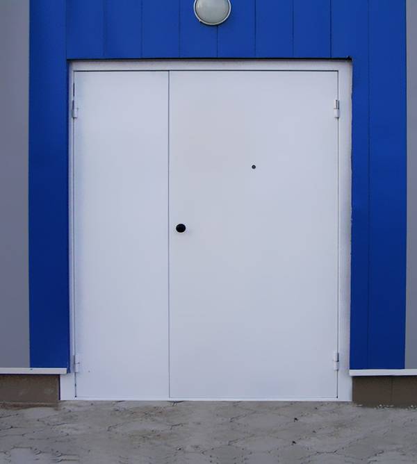 Белая двустворчатая техническая дверь Белая двустворчатая техническая дверь